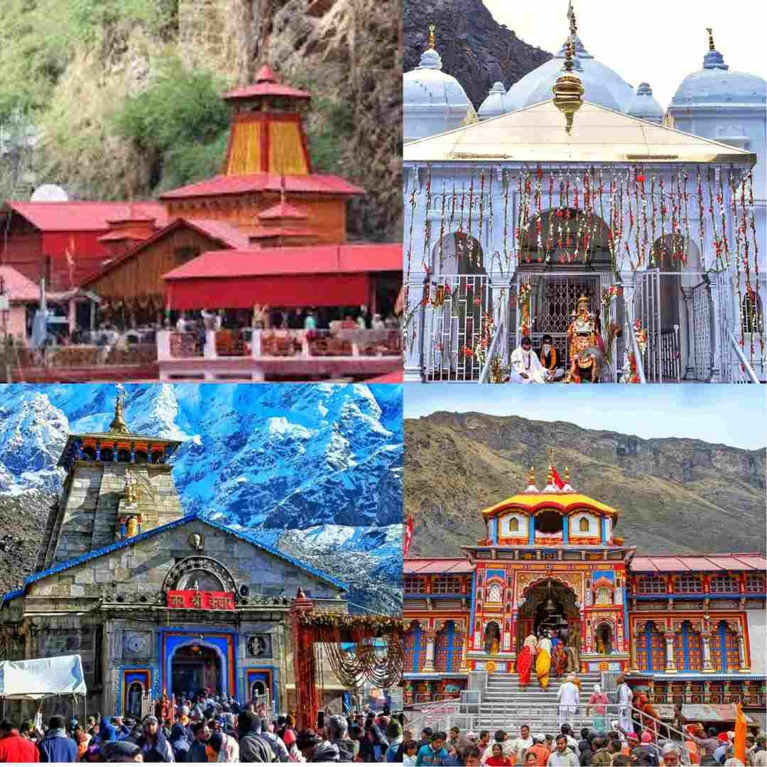 Chota Char Dham temples of Uttarakhand including Yamunotri, Gangotri, Kedarnath, and Badrinath set in the Himalayan landscape