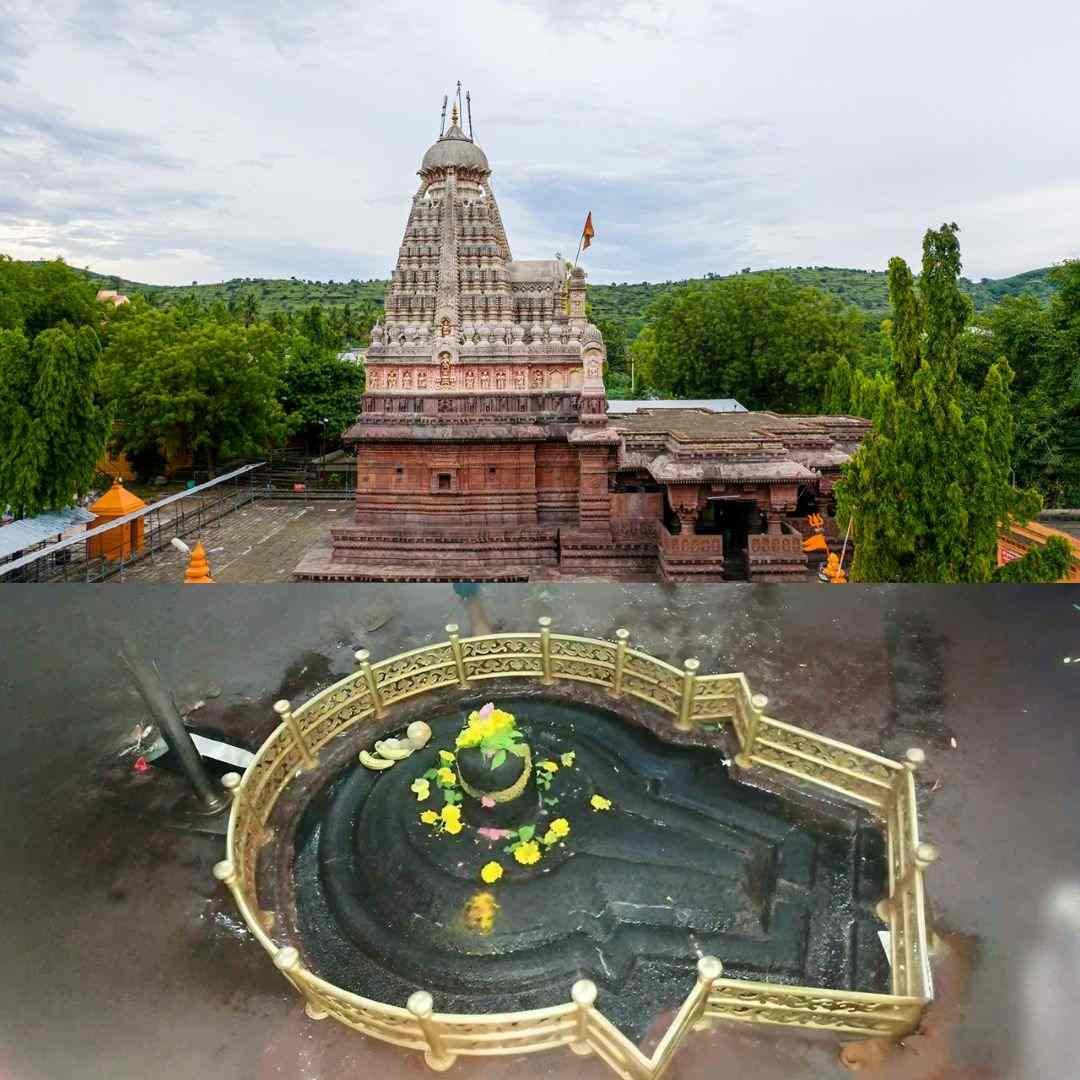 “Grishneshwar Jyotirlinga Temple near Ellora Caves with sacred Shiva Lingam and traditional Hemadpanthi architecture in Aurangabad”
