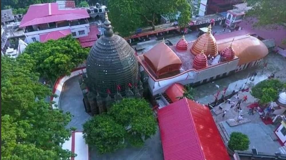 Kamakhya Temple complex on Nilachal Hill surrounded by greenery in Guwahati, Assam