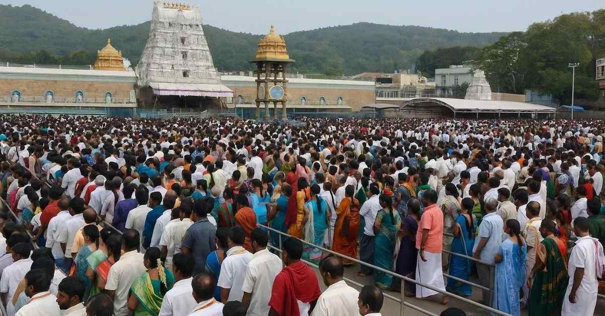 Tirumala Venkateswara Temple crowded darshan view in Tirupati Andhra Pradesh