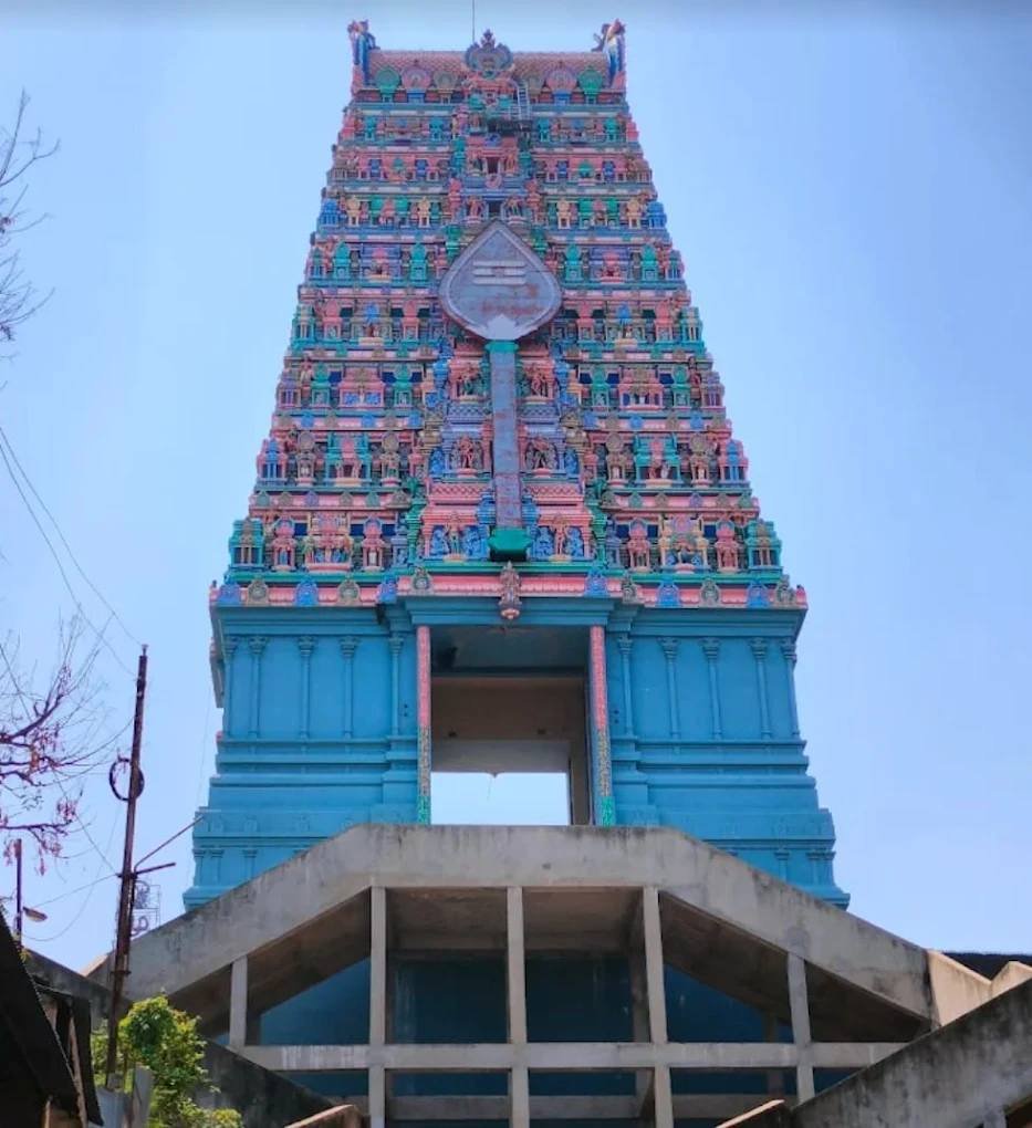Front view of Thiruttani Murugan Temple gopuram and entrance pathway.