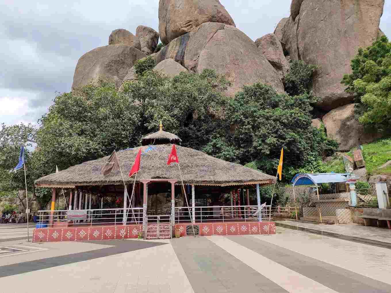 Ancient Bhadrakali Temple nestled among rocky hills in Warangal, Telangana.