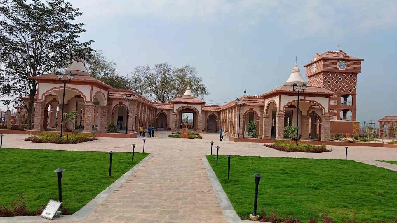 Samaleswari Temple Heritage Corridor with landscaped gardens and traditional Odishan architecture in Sambalpur.