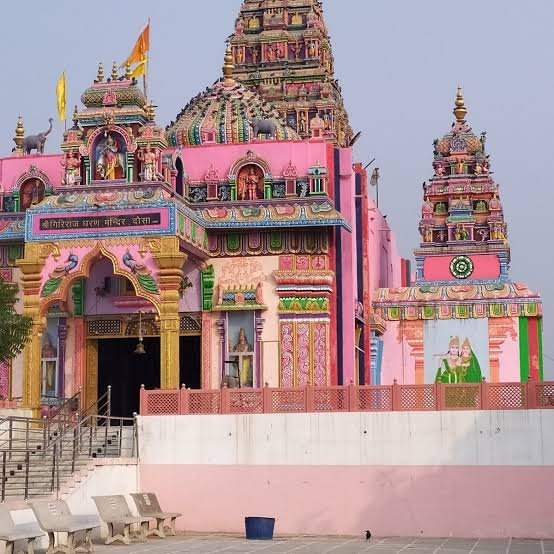 Colorful exterior view of Mehandipur Balaji Temple dedicated to Lord Hanuman
