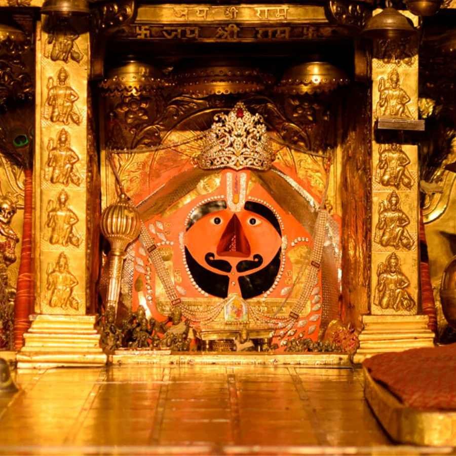 Sacred idol of Lord Hanuman at Salasar Balaji Temple in Rajasthan