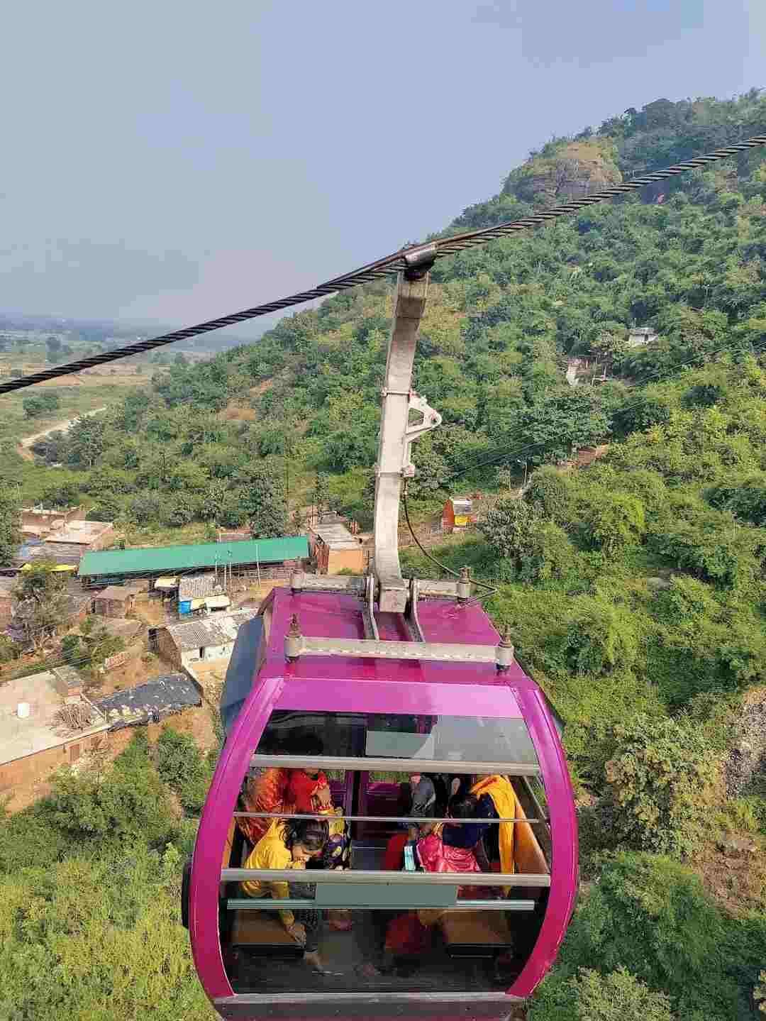 Ropeway ride to Hanuman Dhara Temple offering scenic views of Chitrakoot hills and surrounding landscape.